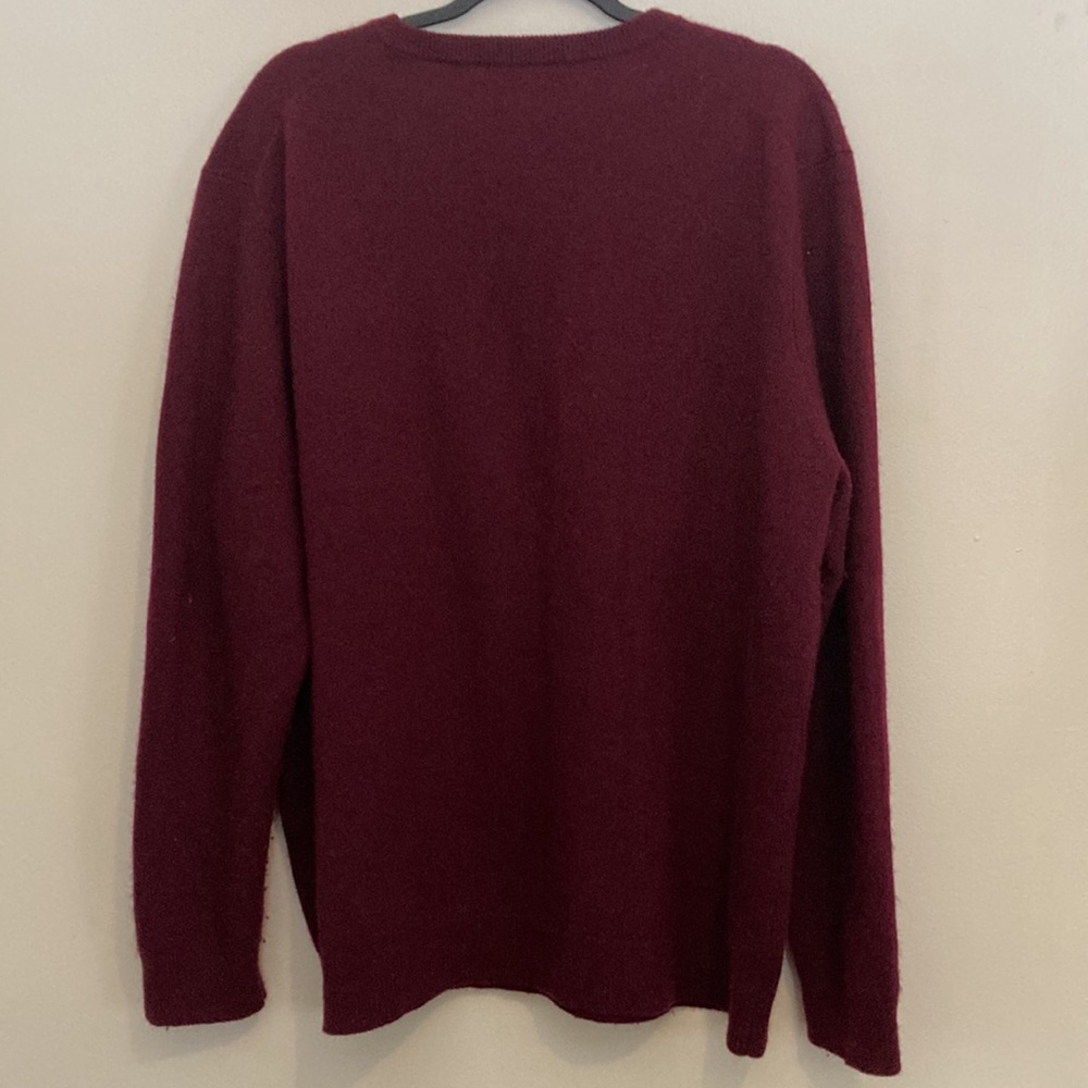 100% Cashmere Burgundy Wine V-Neck Sweater Pullover Oversized Luxury Unisex XL - Picture 4 of 9
